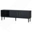 Meuble télé élégant avec portes à rayures verticales, conception de porte coulissante peu encombrante, pieds robustes en bois massif, polyvalent comme meuble télé ou armoire d'appoint-931651806