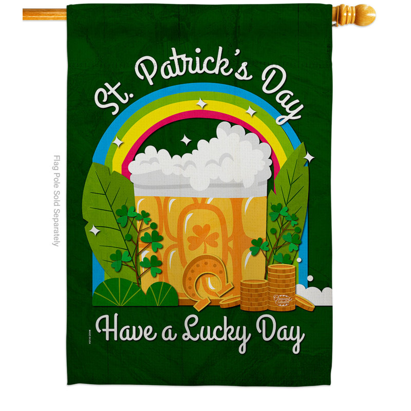 Drapeau de maison St. Pat Lucky Day, H 40 po x l 28 po