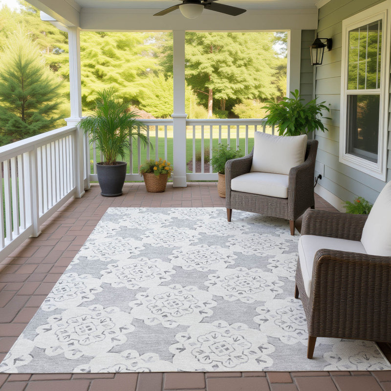Machine Washable Indoor/Outdoor Bourkelands ACN2352 Casual Rug, Rectangle 8' x 10'