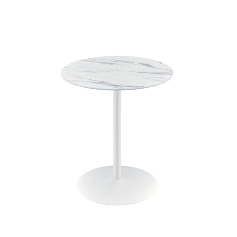 Table de bout Circa l 17,5 po avec plateau texturé en marbre blanc, Blanc, Marbre blanc
