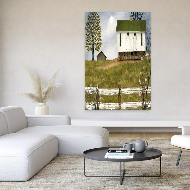 Printemps à la ferme, paysage contemporain abstrait, art printanier, H 40 po x l 60 po