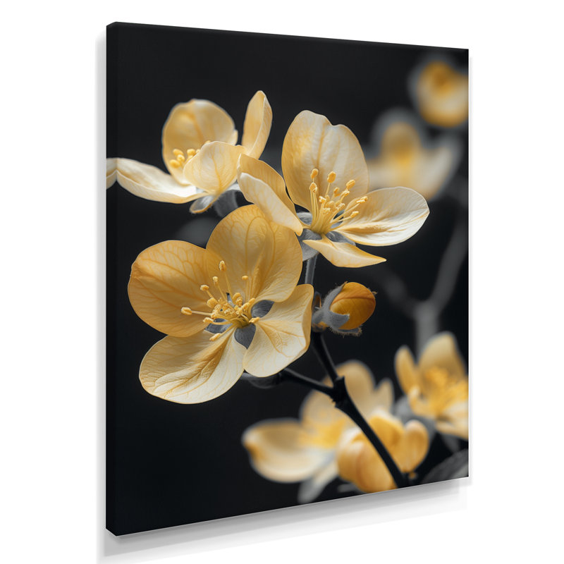 Fleur de pommier jaune «Wonders I», art mural «Apple Blossom», Toile tendue, H 34 po x l 44 po