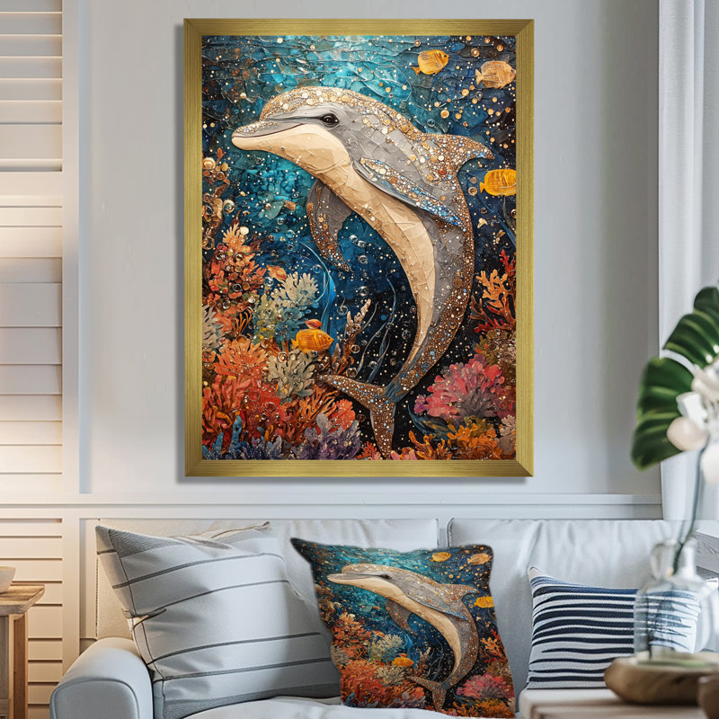 Aza - animaux, impressions sur toile, H 20 po x l 12 po, Picture Framed, Doré