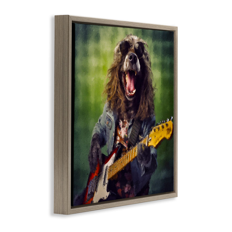 Cadre flottant Musician Mutt Halen, design par Sean Parnell, H 25 po x l 25 po, Cadre flottant orme Montalcino