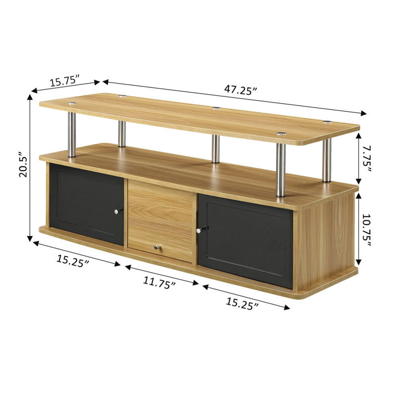 Edwin TV Stand with 3 Storage Cabinets and Shelf for TVs up to 55 inches, Light Oak