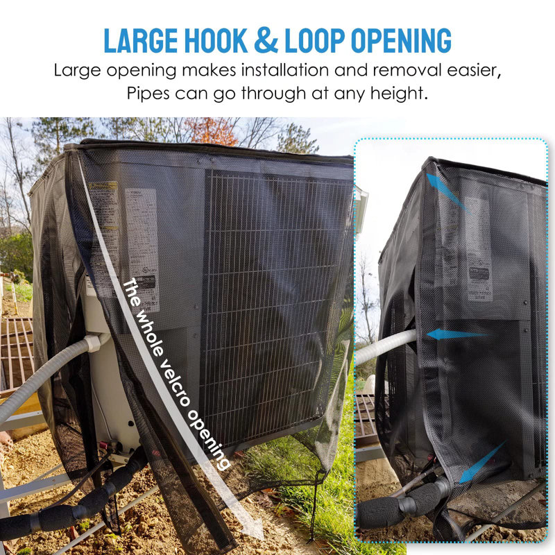 Air Conditioner Cover Full Mesh With Detachable Waterproof Top, Breathable & All Seasons, 28 X 28 X 32 Inch Outside Central AC Unit Protector Against Leaves, Weeds, Cottonwood And Debris