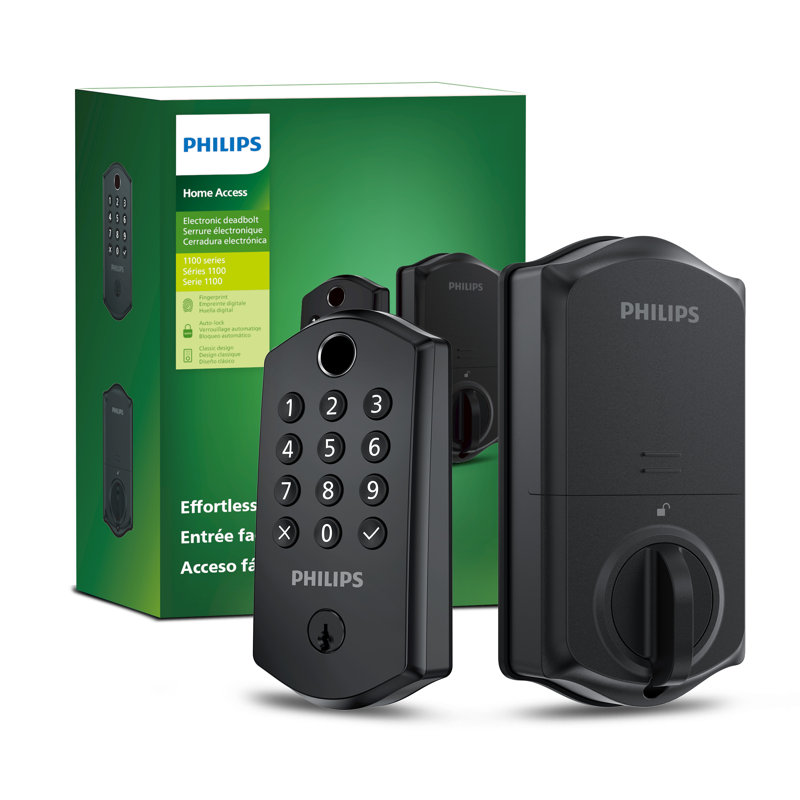 Serrure à pêne dormant électronique Philips avec plusieurs méthodes d'accès, y compris lecteur d'empreintes digitales
