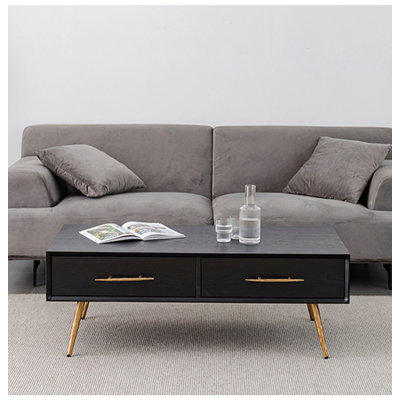Table basse moderne en bois massif noir minimaliste