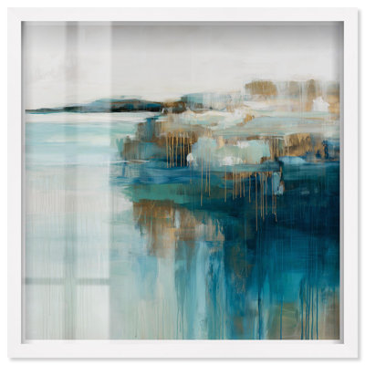 Cascade de couleurs II, impression côtière, art de salle de bain par Art Remedy, cadre blanc, 20 x 20