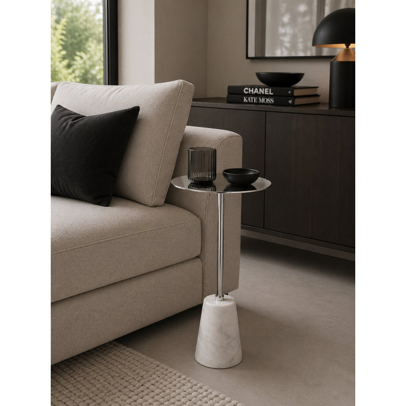 Table de bout Maisel, Blanc, Argent