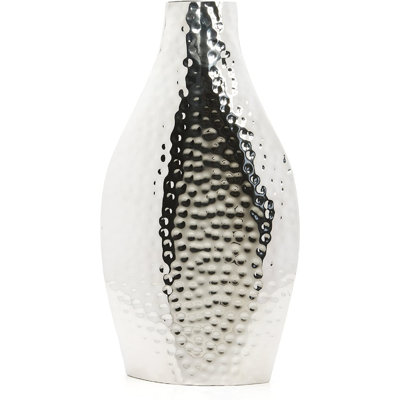 Hosley 16.93" Silver Metal Vase - Tall Modern Decorative Centerpiece for Living Room, Table & Floral Arrangements