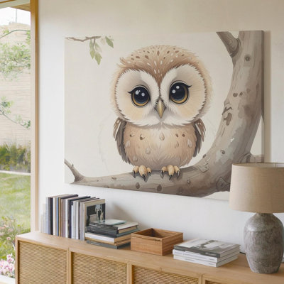 Wall Art Canvas Curious Baby Owl Canvaswoodland Bird Ready To Hang Gallery Wrapped Home Decor Modern Design Premium Quality Decor Decor