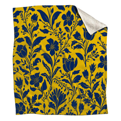 Couvertures à motif floral jaune et bleu
