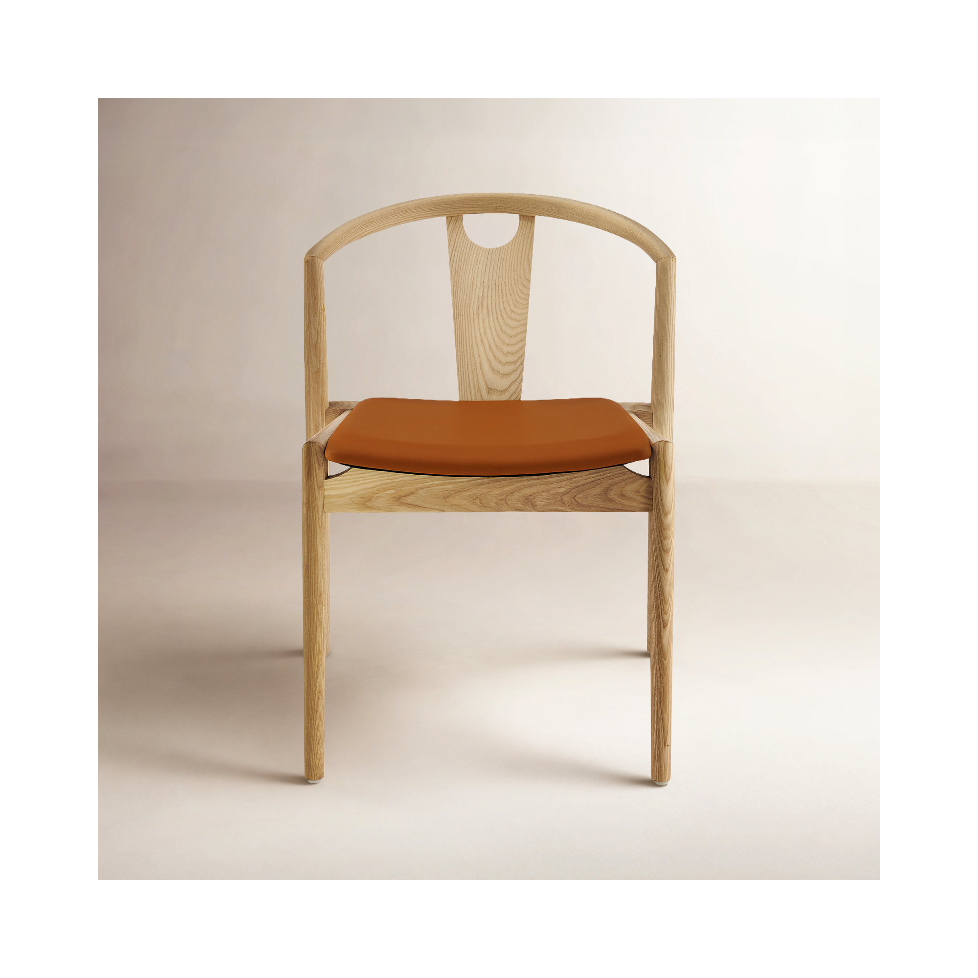 Ambra Vegan Leather Dining Chair, Dark Tan Faux Leather/Natural Frame, 1