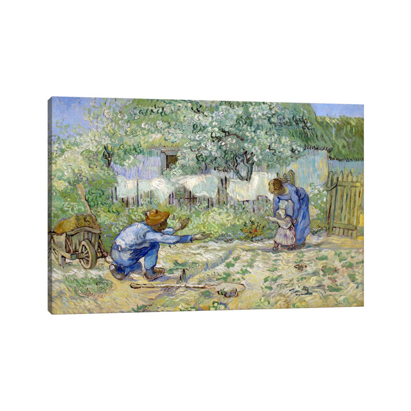 First Steps (After Millet) by Vincent Van Gogh - Wrapped Canvas Gallery-Wrapped Canvas Giclée