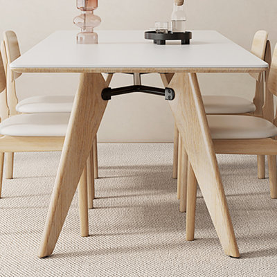 Modern simple rectangular solid wood table set
