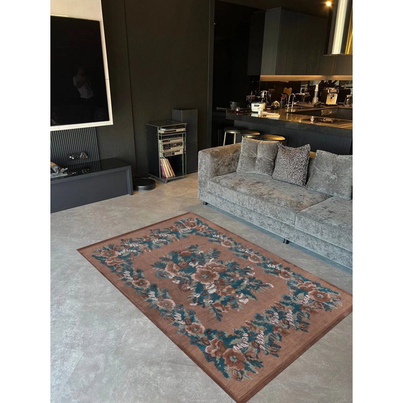 Rafif Performance Washable Floral Indoor / Outdoor Rug, Rectangle 4'7'' x 6'7''