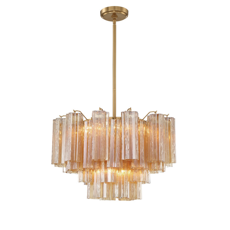 Arras 9-Light Chandelier, Laiton vieilli, Jaune, H 14,25 po x l 22 po x P 22 po