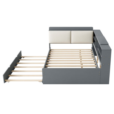 Wood  Platform Bed With Trundle