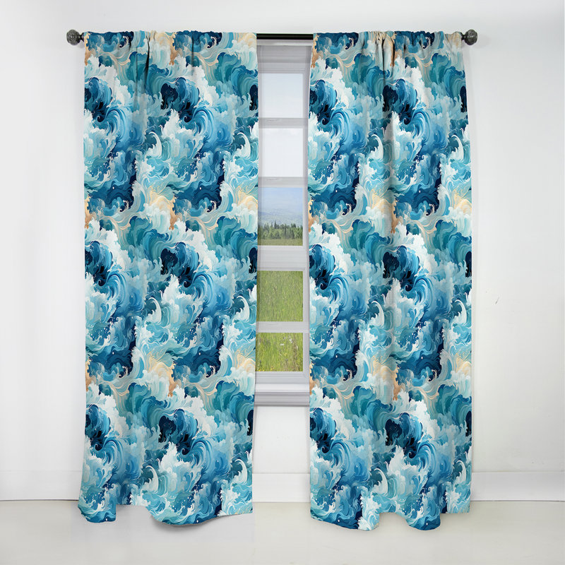 Oceanic Mirage - motif tropical II - Rideau floral - Rideau occultant floral - 1 panneau, L 52 po x L 90 po