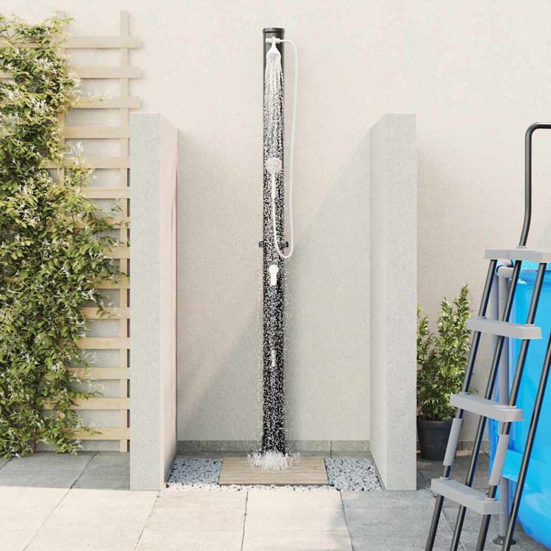 Outdoor Solar shower Black PVC and Aluminium Shower Cylindrical Heated