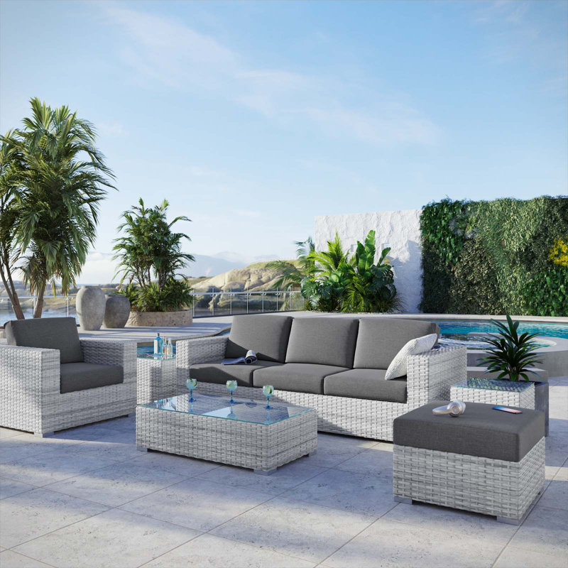 Modway Convene 6-Piece Outdoor Patio Set, Charcoal