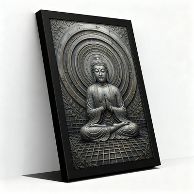 Statue de Bouddha assis en relief de bronze, tableau mural sur toile