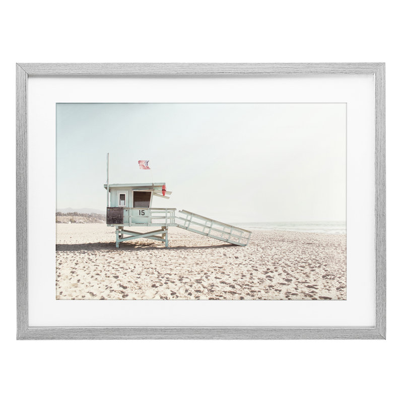 «Lifeguard Hut», drapeau des États-Unis, reproduction encadrée sous verre, conception de Sissi et Seb, H 17 po x l 23 po