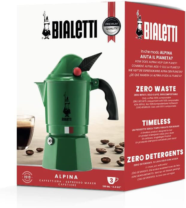 Green Aluminum 3-Cup Stovetop Espresso Maker