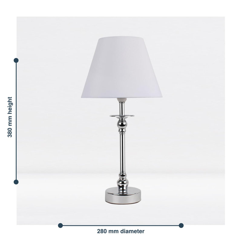 Lamons Metal Table Lamp, White, Polished Chrome