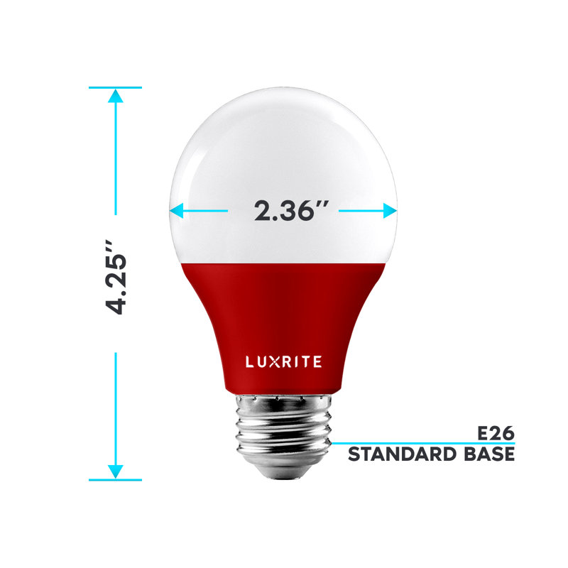 Ampoule DEL A19 de 8 watts (équivalent à 60 watts), verte et rouge, culot moyen E26 (standard)