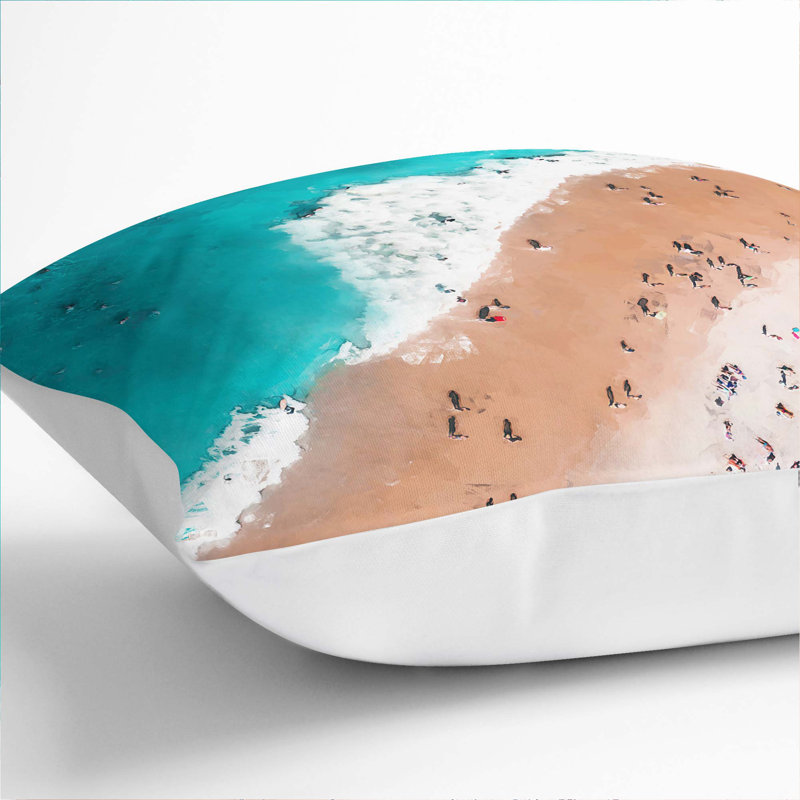 Bondi Beach Australia Square Throw Cushion, White, 55cm H x 55cm W x 20cm D