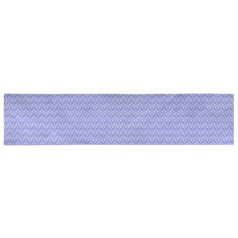Chemin de table art déco Avicia, 72 po x 16 po, Bleu, Sergé de coton