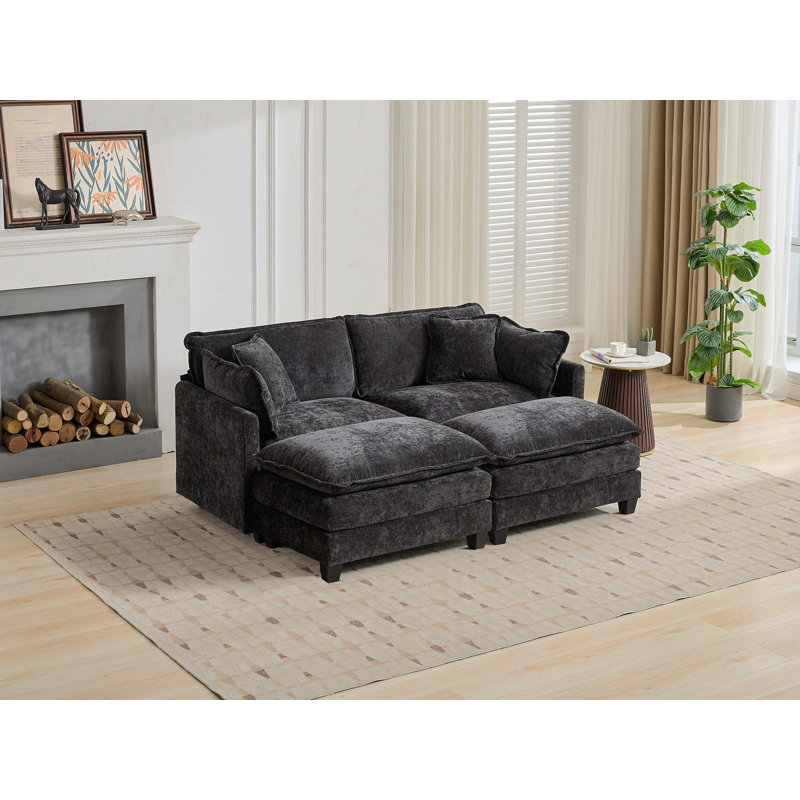 Cloud Sofa Ottoman Only, Modern Sectional Couch, For Living Room Bedroom And Apartment, Comfy Double Layer Upholstered Seat Cushion