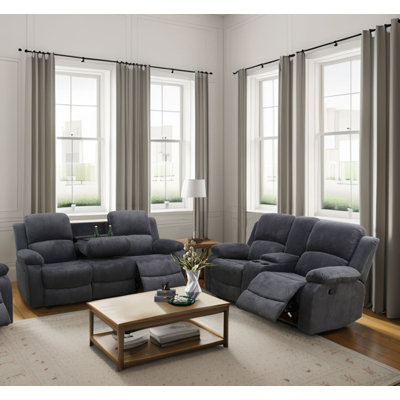 Dark Gray Soft Corduroy  Recliner 2 - Piece Livingroom Set