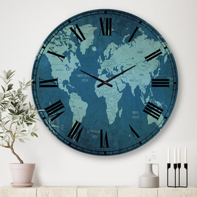 Slate World Map II - Traditional wall clock