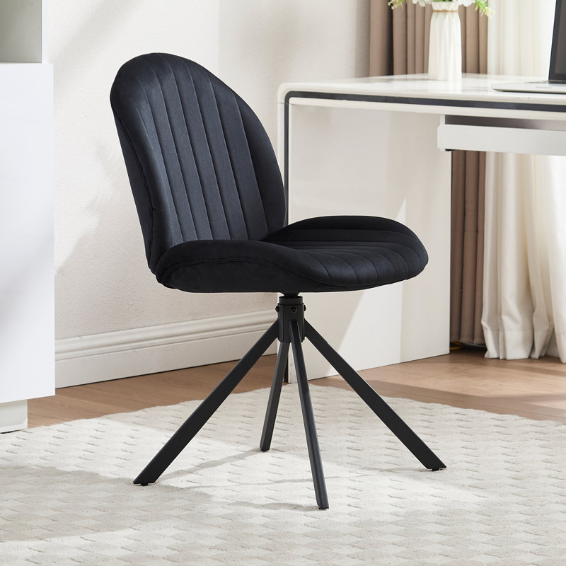 Upholstered Swivel Home Office Task Desk Chair, Black