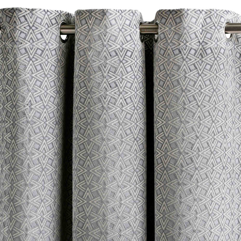 Hayes Room Darkening Single Curtain Single Panel, 138 W x 260 D cm, Grey/White