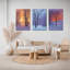 «Winter Sunset Trees», reproduction d'art sur toile tendue sur toile (ensemble de 3)-118096099