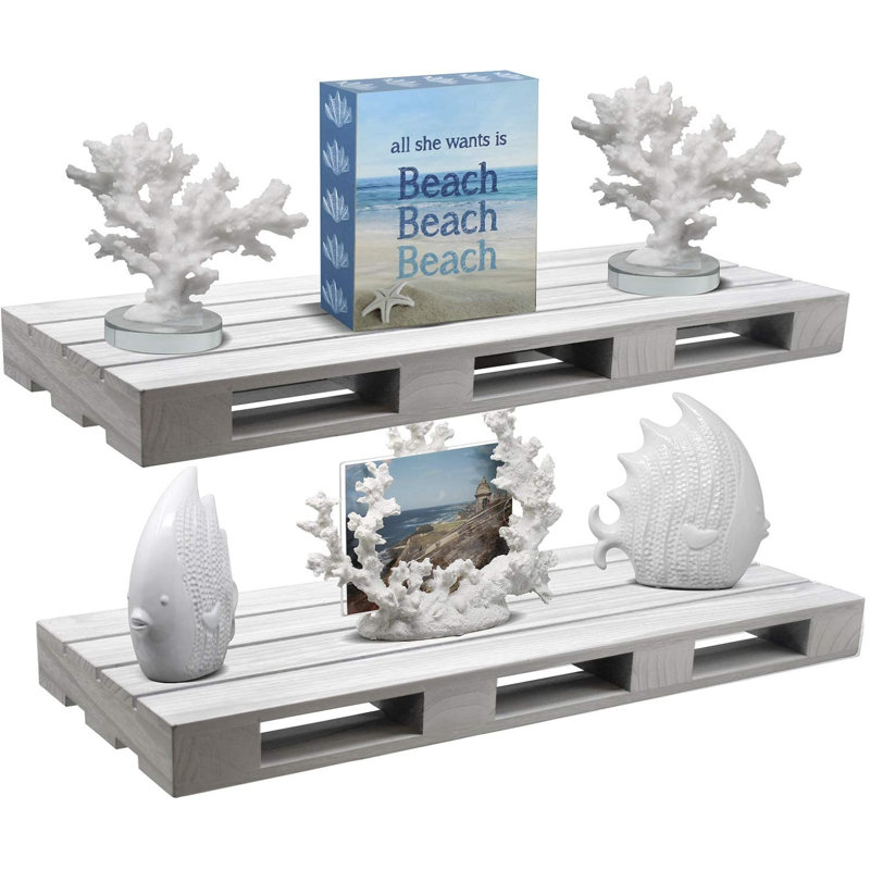  Floating Pallet Style Shelves 2 Pack, 1.75" H x 23.62" W x 9.25" D