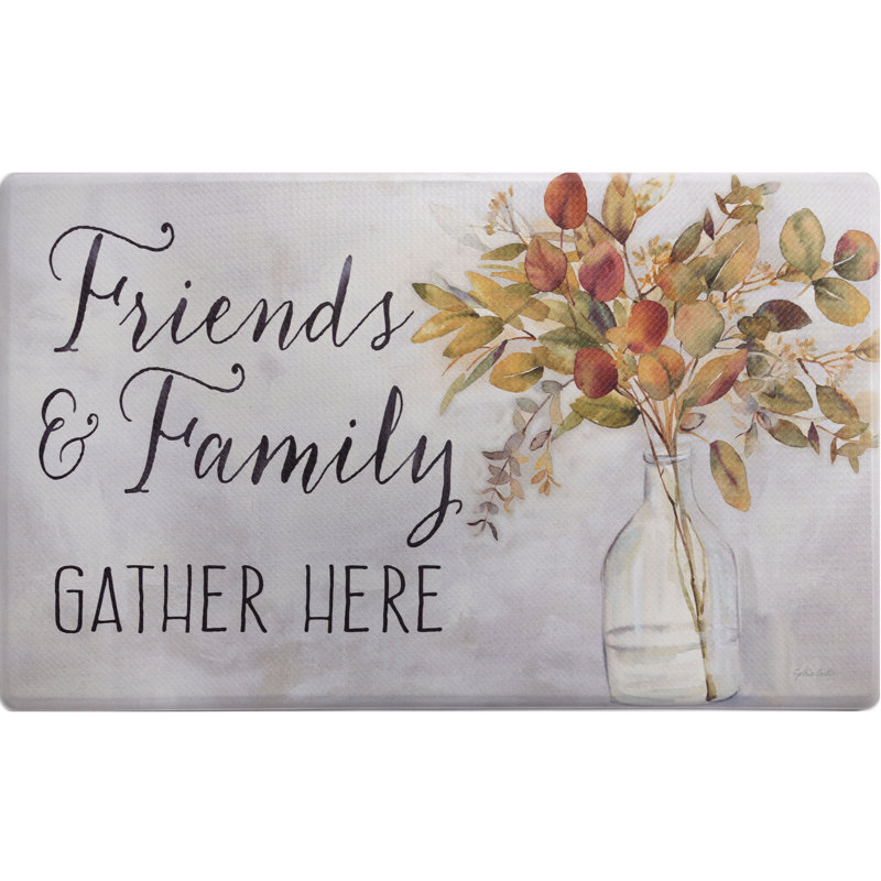 Floral Water Resistant Anti-Fatigue Non-Skid Kitchen Mat, Rectangle 1'8" x 3'