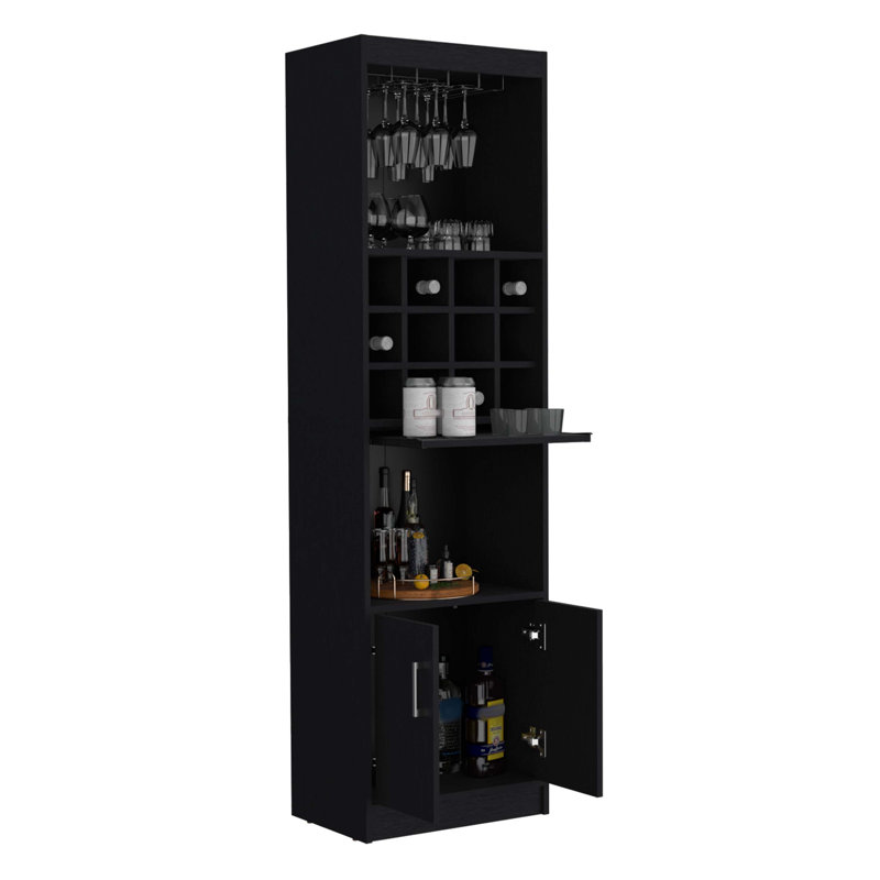 Pantry Cabinet with Shelves, Doors, Black
