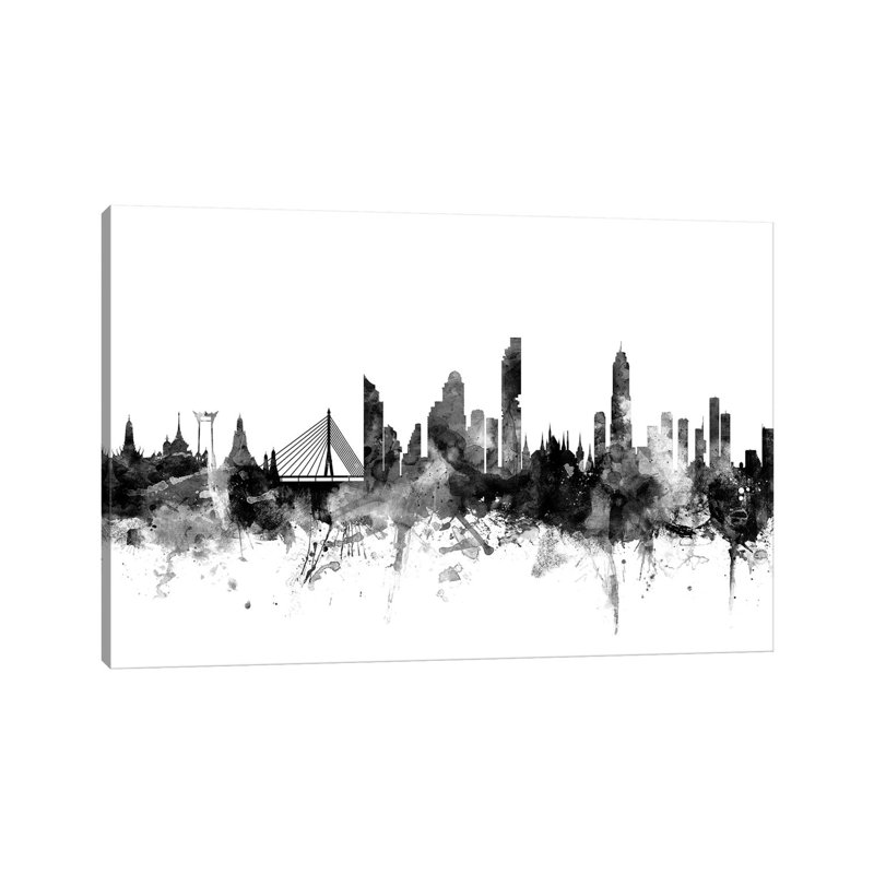 Bangkok, Thailand In Black & White by Michael Tompsett - Wrapped Canvas Gallery-Wrapped Canvas Giclée