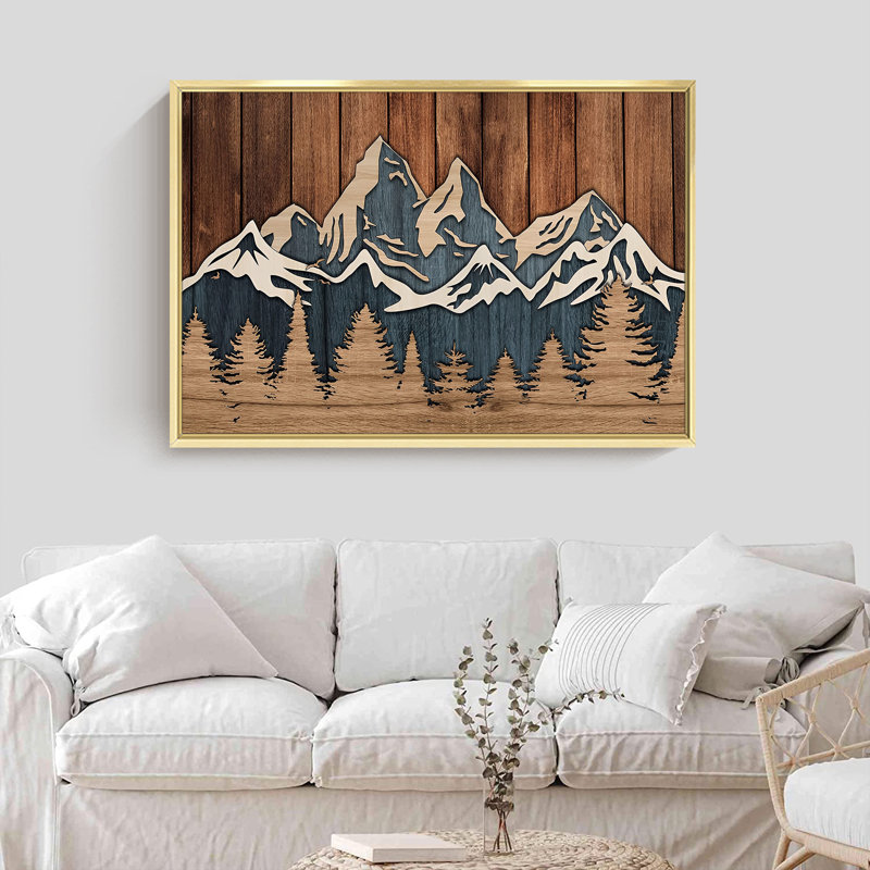 Paysage naturel champêtre - Reproduction d'un seul cadre photo sur toile, H 12 po x l 16 po x P 1,5 po, Encadrement doré