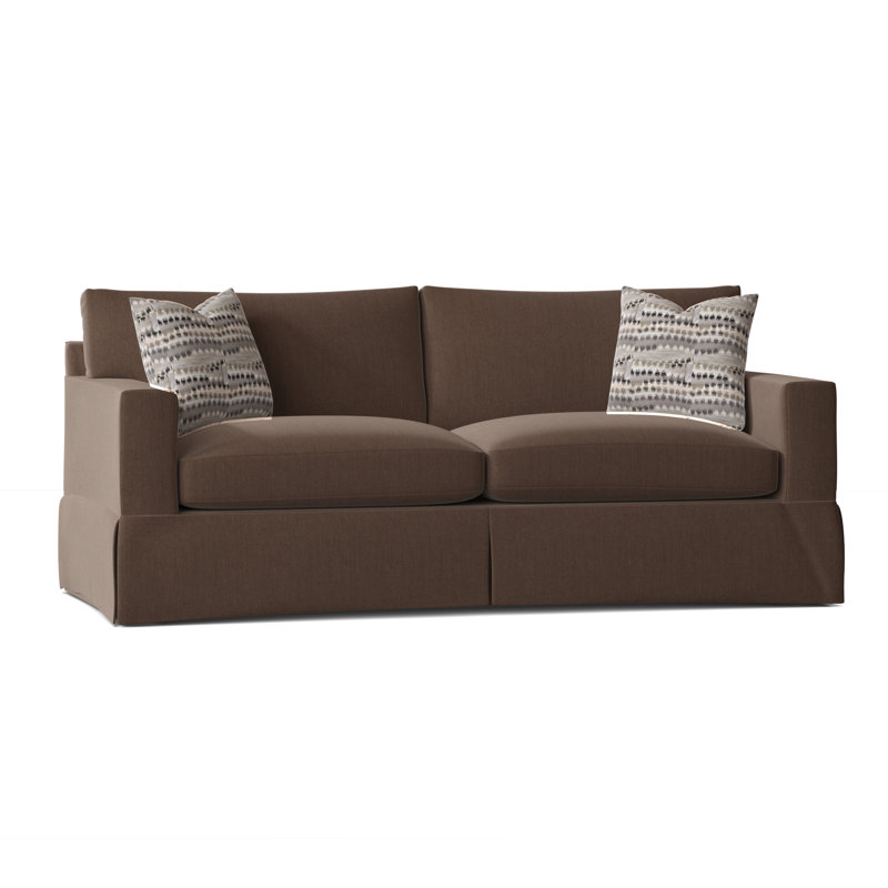 Canapé-lit à accoudoirs carrés avec coussins réversibles 85 po McCall, Gris anthracite Bocci, Denim Judson