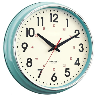 Wall Clock Metal 12.4" Vintage Retro Wall Clocks Countryside Style Silent Non Ticking Easy To Read For Living Room, Kitchen, Bedroom, Office, Bar(12.4" Teal)