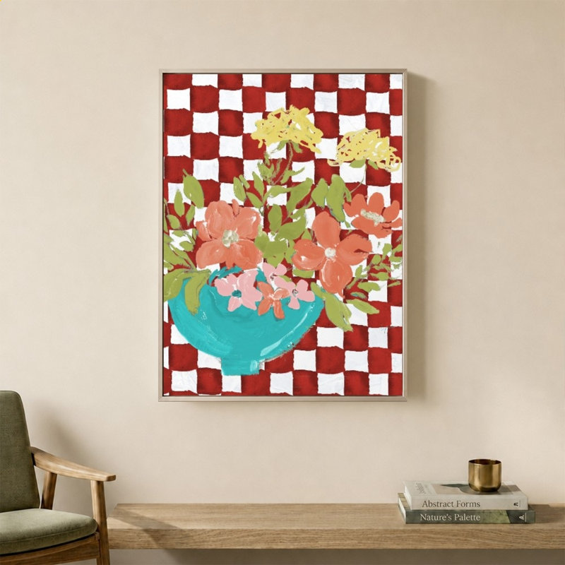 «Checkerboard Floral» par Lucille Price - Impression sur toile