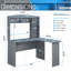 Bureau moderne en L avec huche, gris