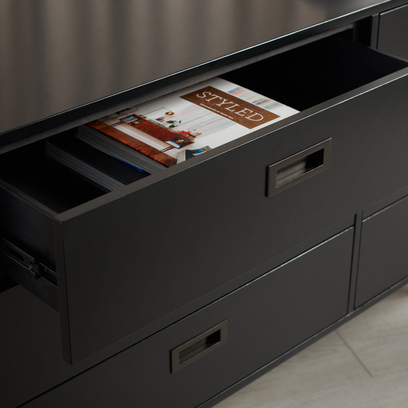 Commode double 6 tiroirs l 56 po, Noir