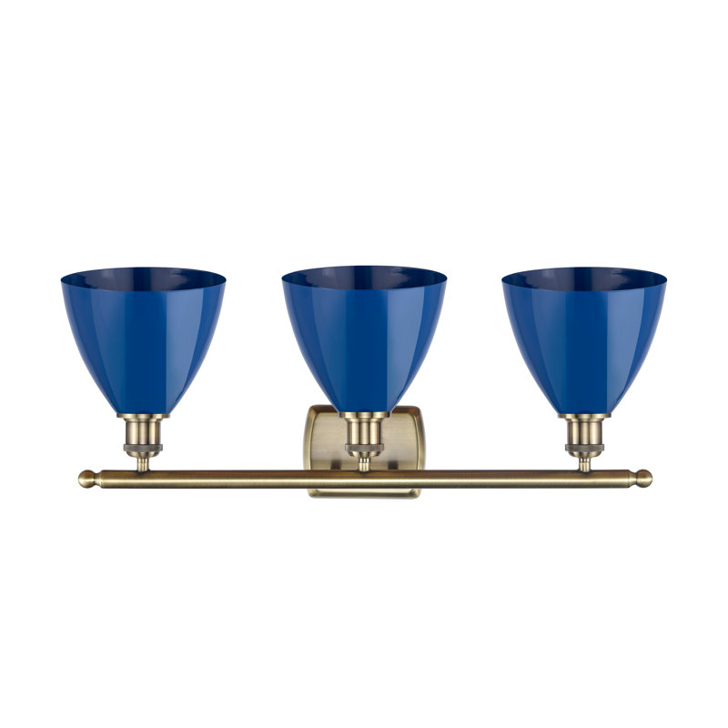 Schiavone - Chrome poli - Éclairage pour meuble-lavabo, Bleu / laiton antique
